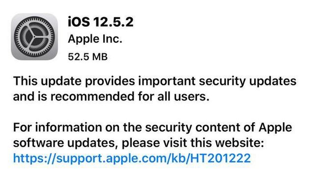 石碣镇苹果手机维修分享iOS12.5.2发布，建议所有老苹果用户安装 